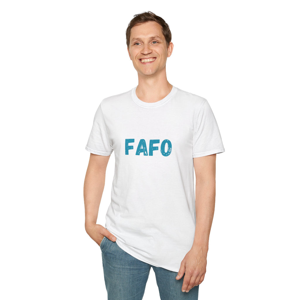 Humorous Unisex Softstyle T-Shirt - "Fish Around and Find Out - FAFO" Shark Design