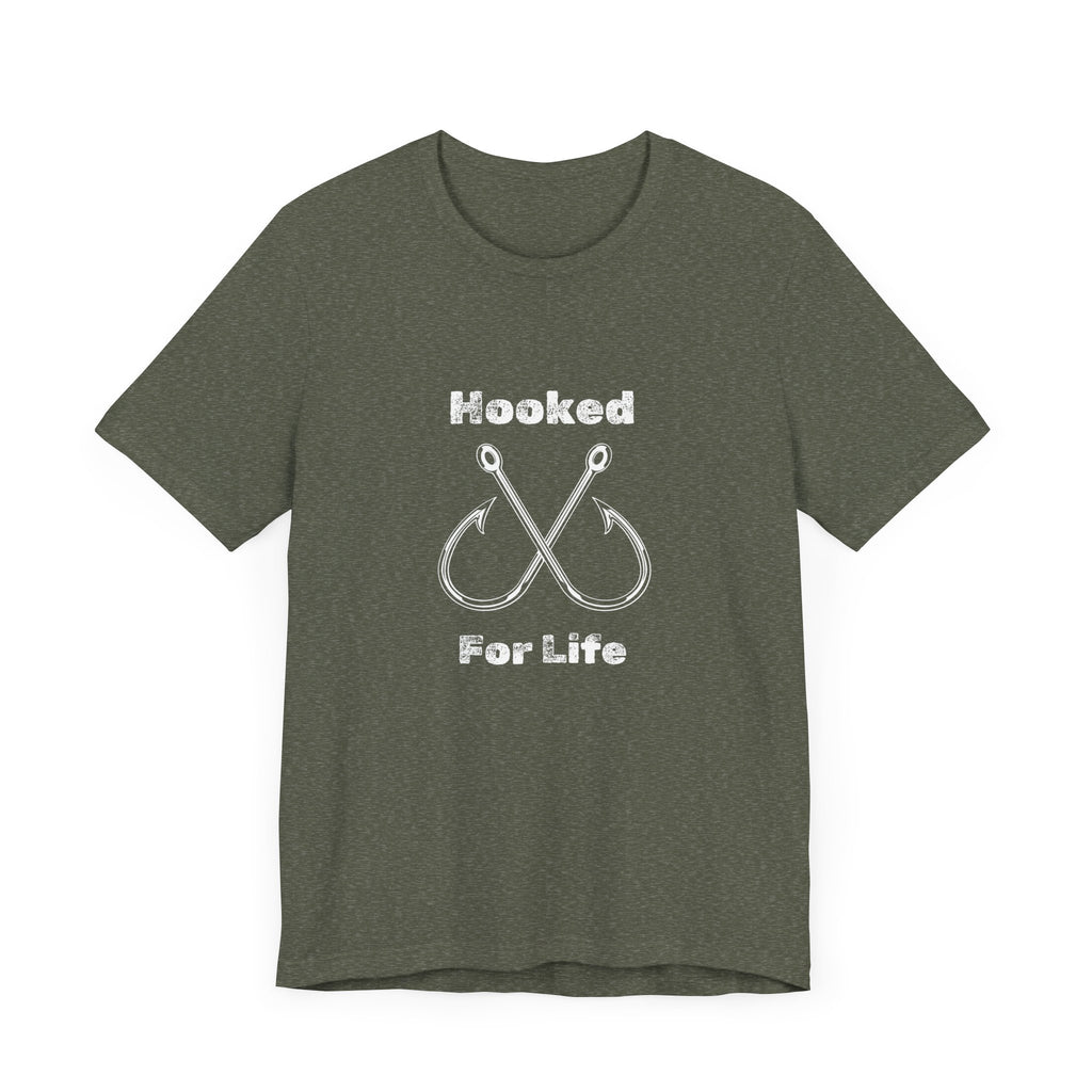"Hooked for Life" Fishing Tee - Unisex Short Sleeve Shirt Express Delivery available.