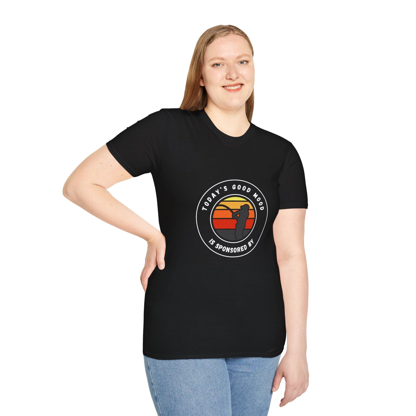 "Today's Good Mood Is Sponsored By Fishing" Unisex Softstyle T-Shirt.