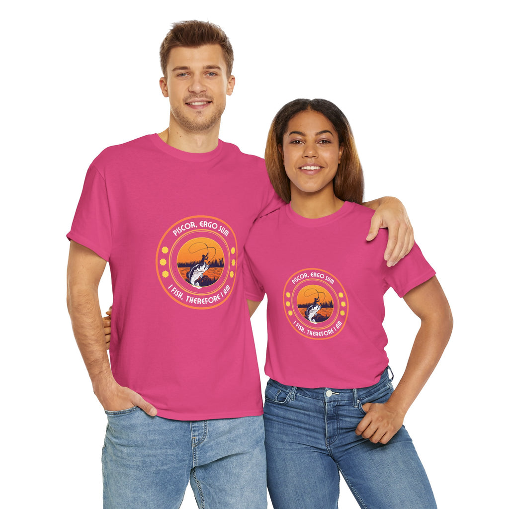"I Fish, Therefore I Am" Unisex Heavy Cotton Tee - Graphic T-Shirt with Fishing Motif