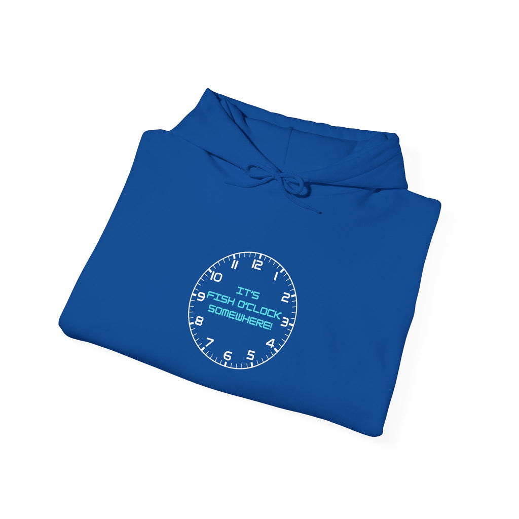 "It's Fish O'Clock Somewhere" Funny Fishing Heavy Blend™ Hooded Sweatshirt — Gift for Anglers