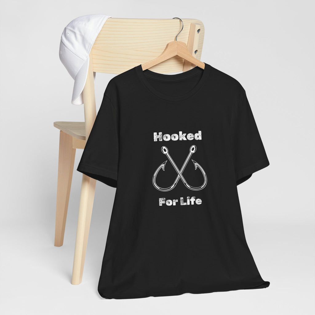 "Hooked for Life" Fishing Tee - Unisex Short Sleeve Shirt Express Delivery available.