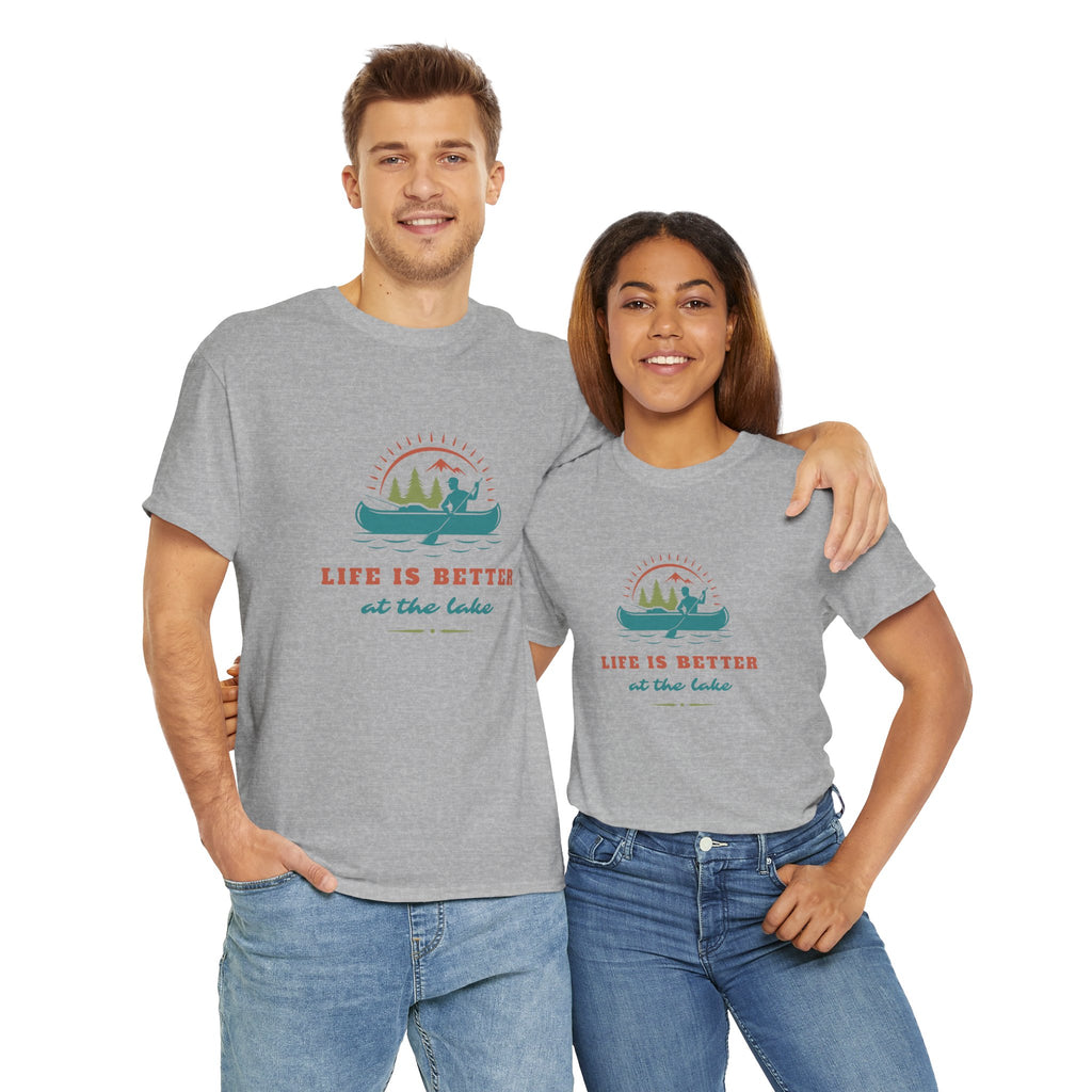 Life is Better at the Lake Unisex Heavy Cotton T-Shirt - Comfortable Outdoor Shirt