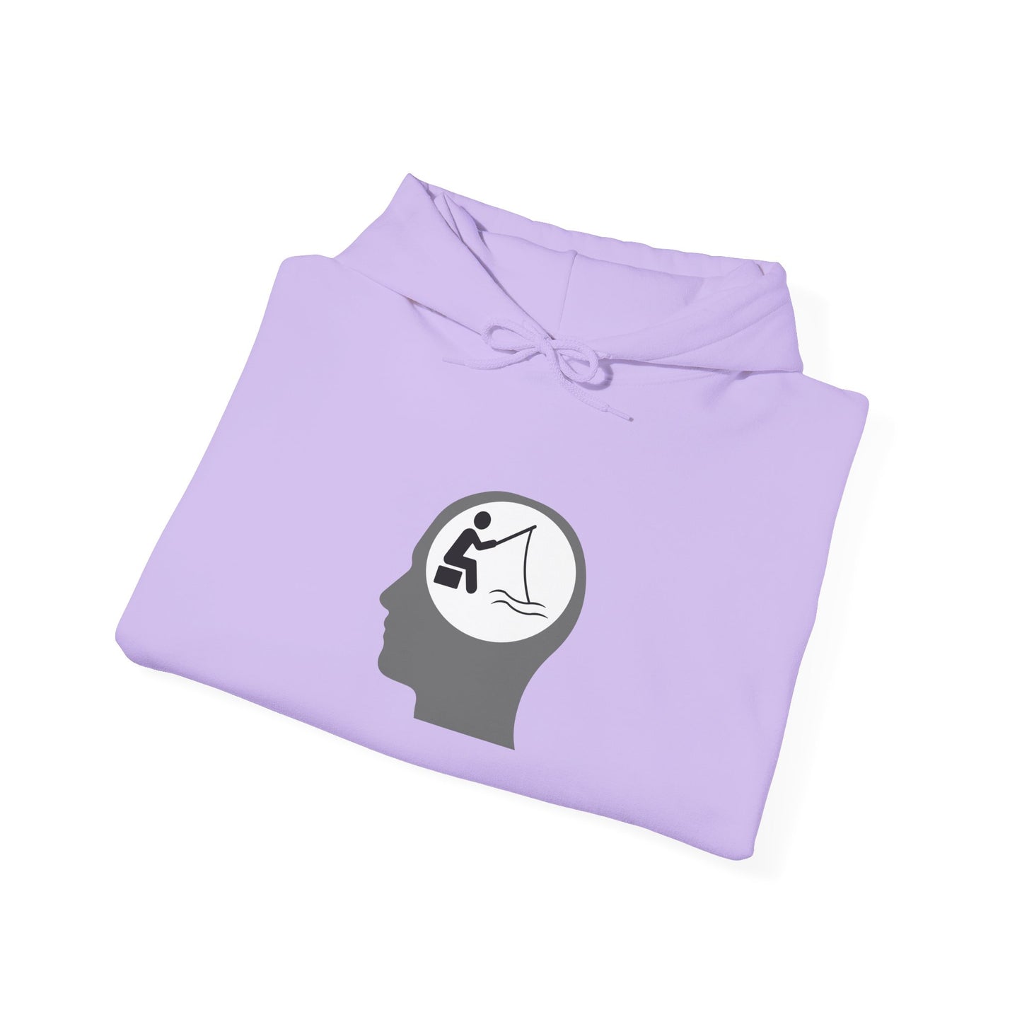 "Fishing On The Brain" Hoodie - Unisex Heavy Blend Sweatshirt with Relaxing Design