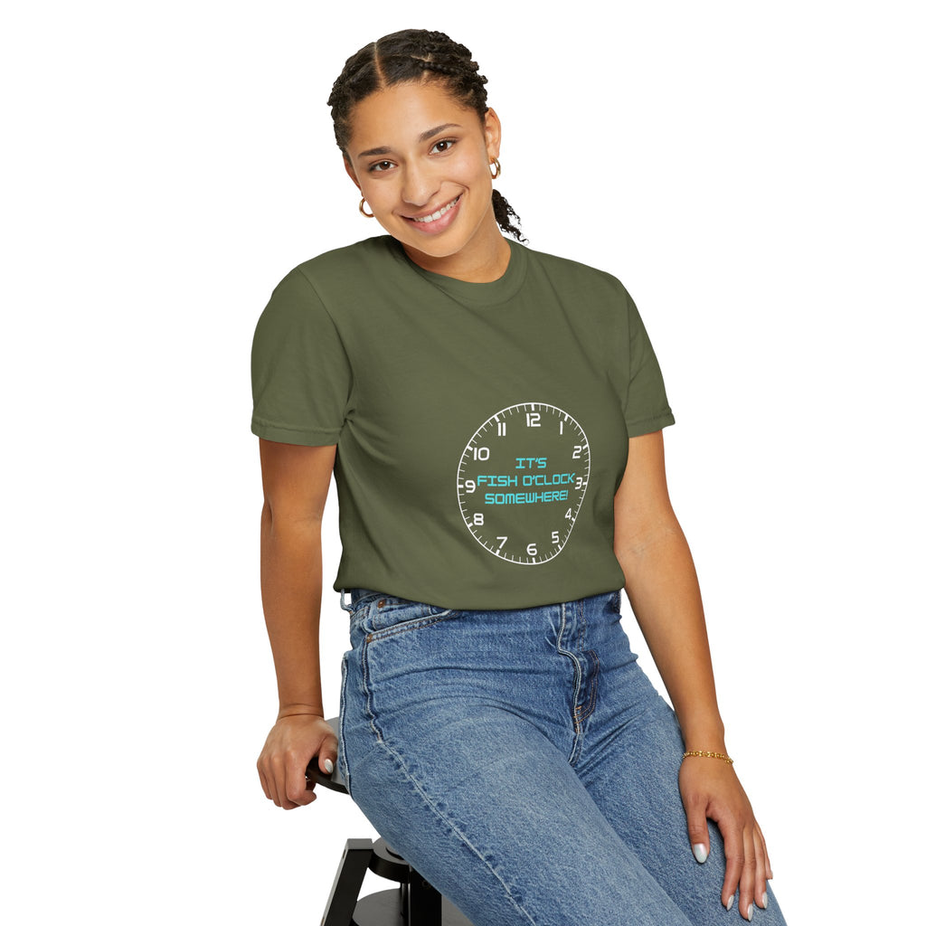 Unisex "It's Fish O'Clock Somewhere!" T-Shirt - Fun Garment-Dyed Tee for Fishing Lovers