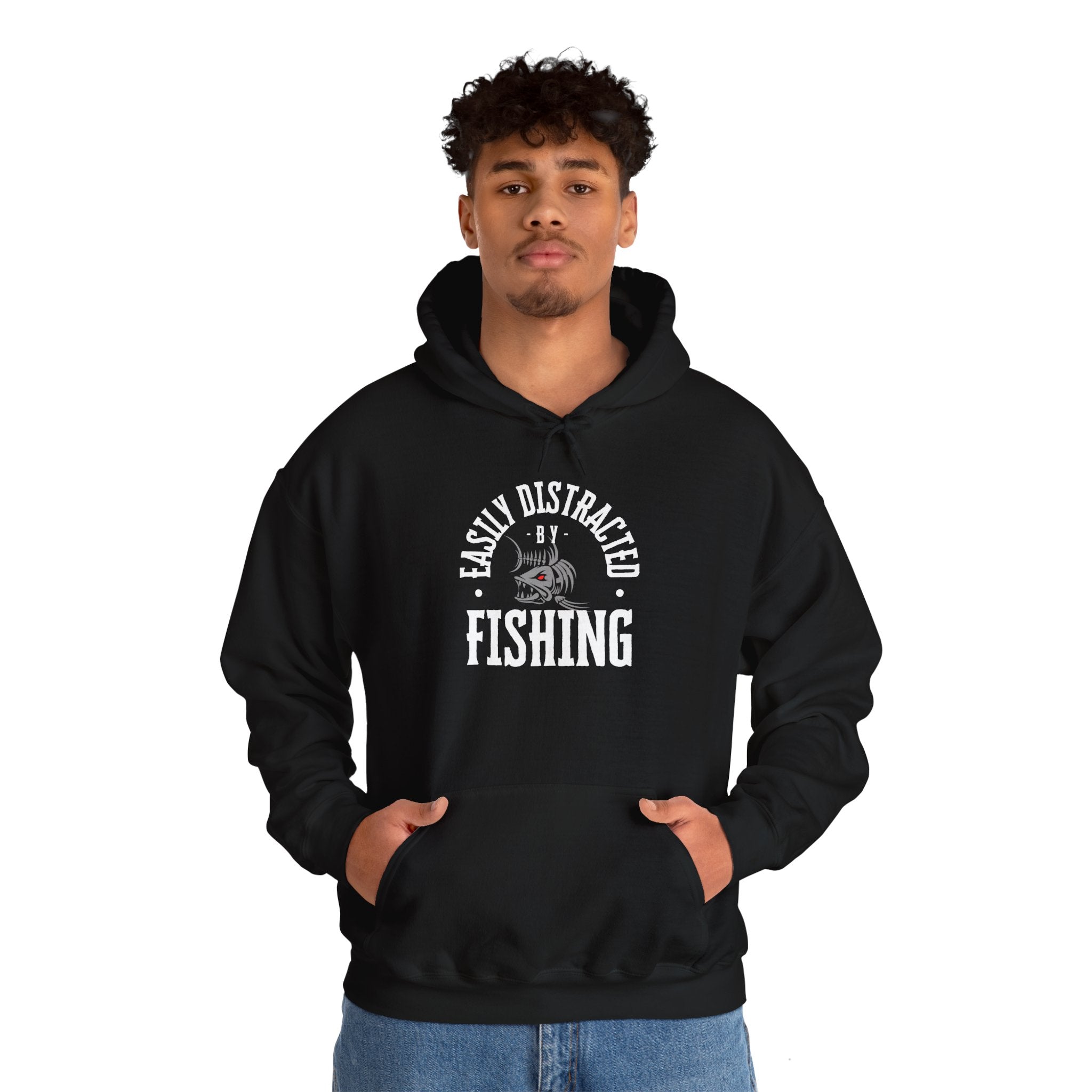 "Easily Distracted by Fishing" Hoodie - Unisex Heavy Blend Sweatshirt for Fishing Lovers