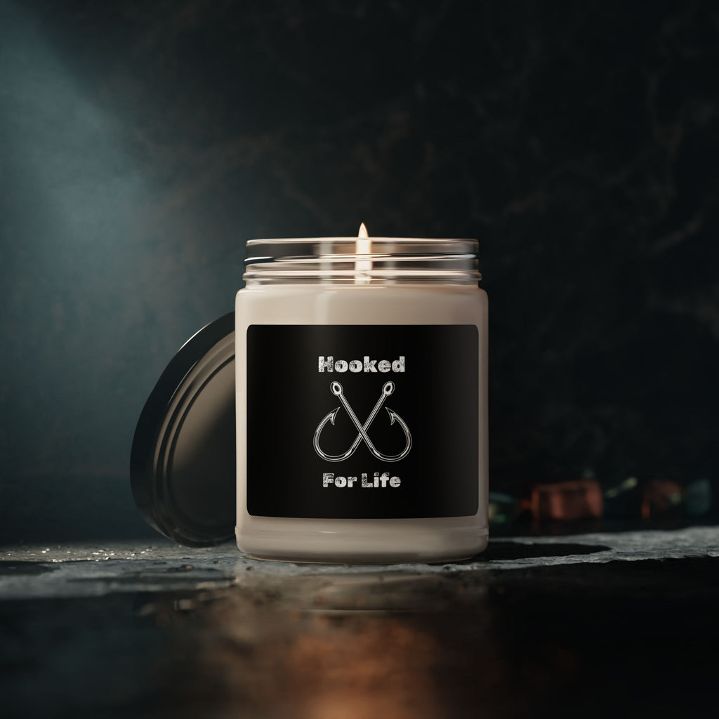 "Hooked For Life" Funny Fishing Soy Candle (9oz) — Gift for Anglers
