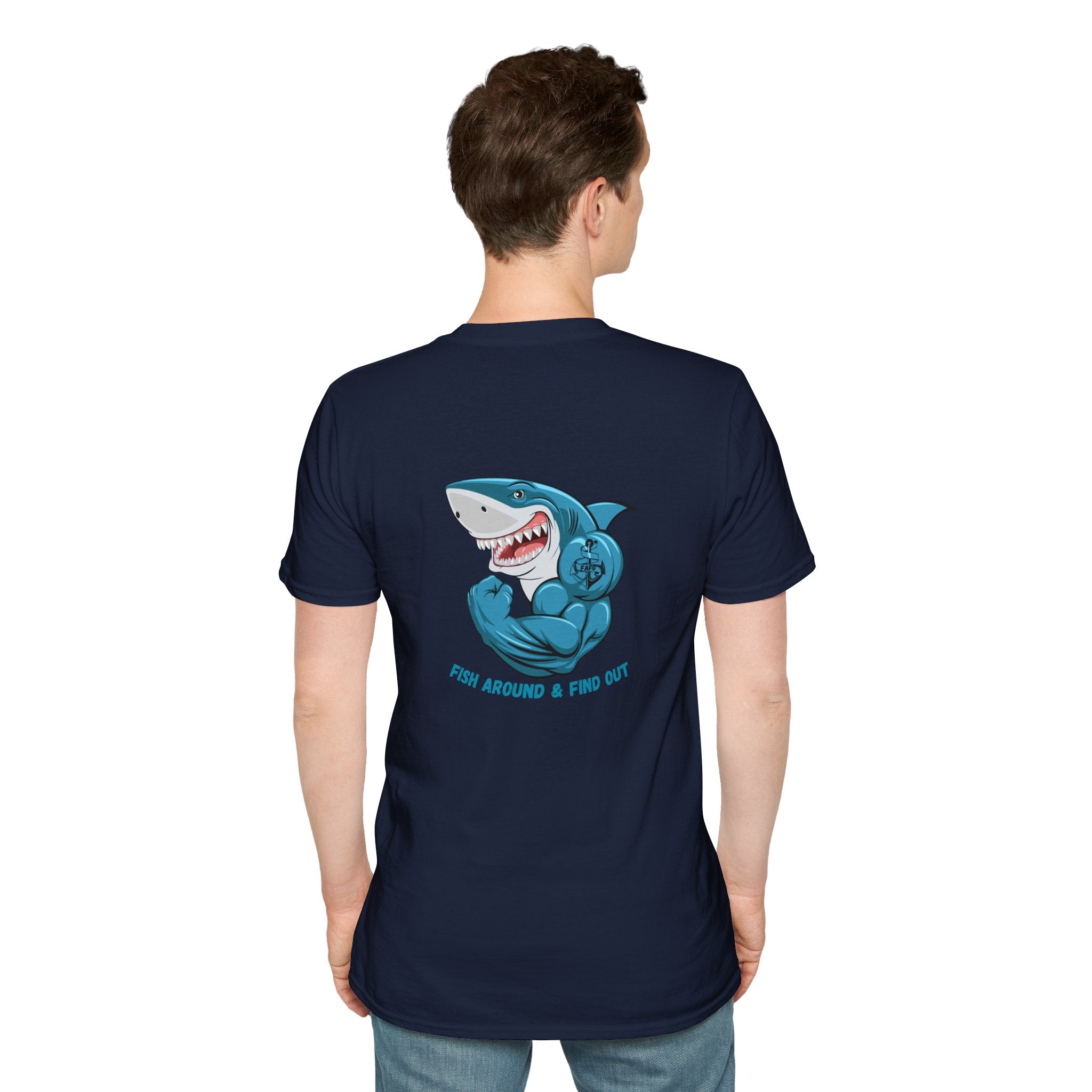 Humorous Unisex Softstyle T-Shirt - "Fish Around and Find Out - FAFO" Shark Design