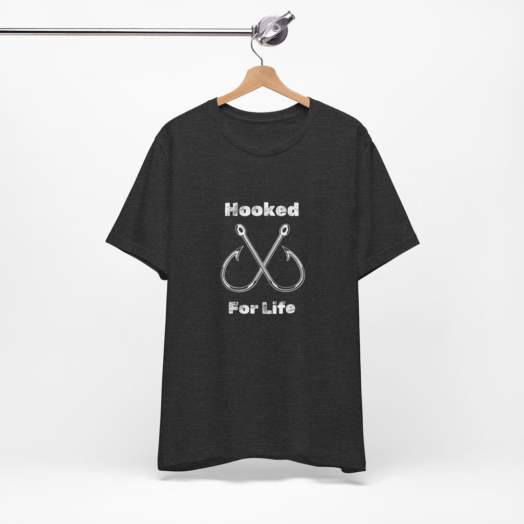 "Hooked for Life" Fishing Tee - Unisex Short Sleeve Shirt Express Delivery available.