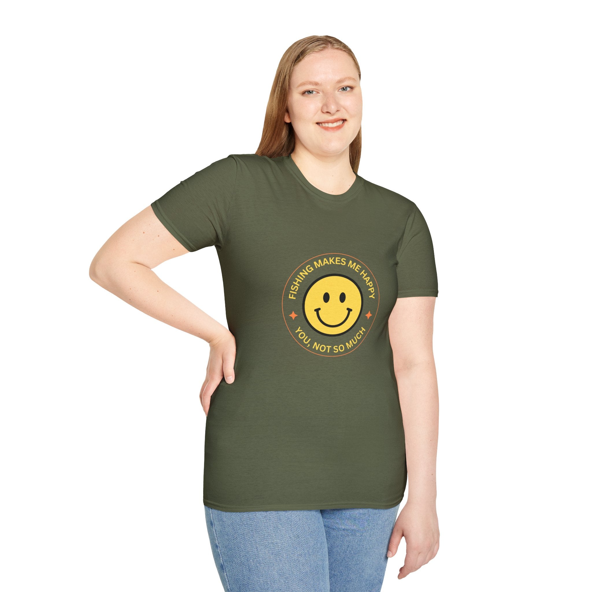 "Fishing Makes Me Happy" Unisex Softstyle T-Shirt