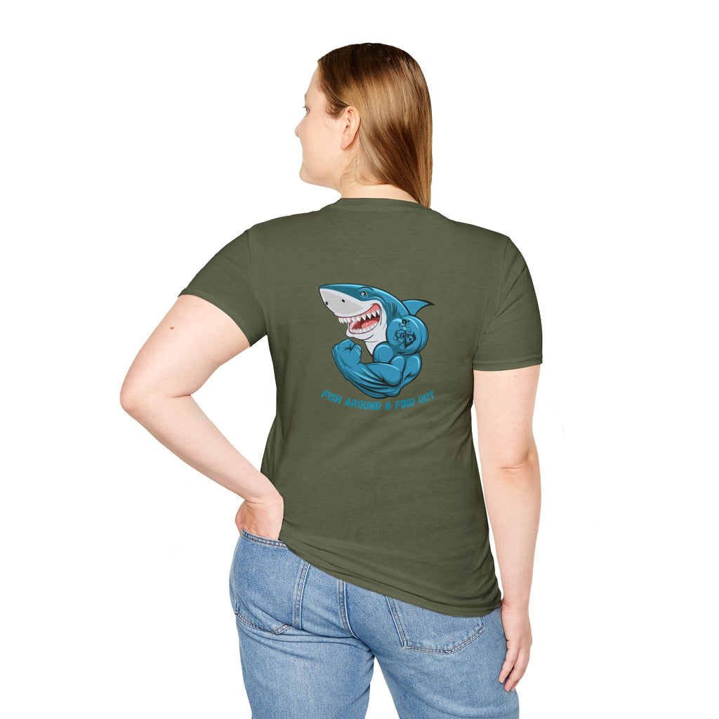 Humorous Unisex Softstyle T-Shirt - "Fish Around and Find Out - FAFO" Shark Design