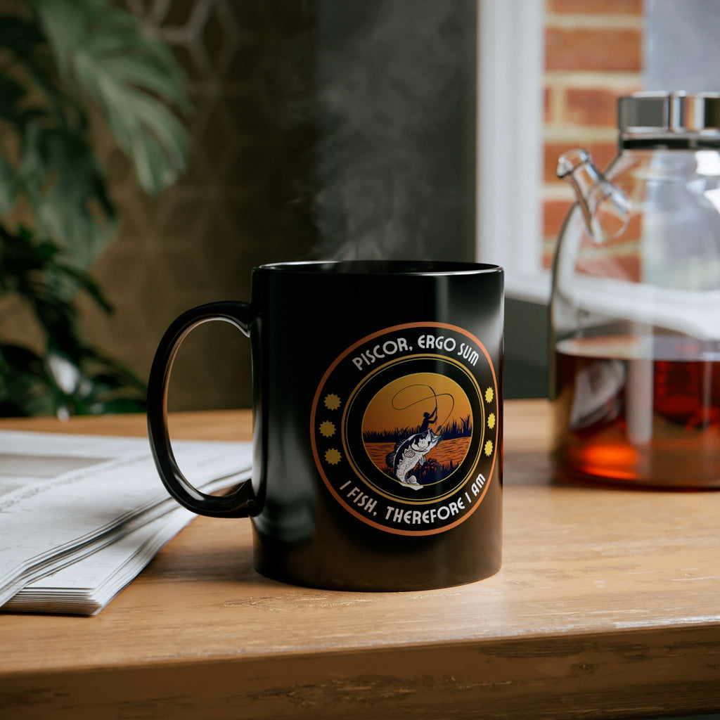 "I Fish, Therefore I Am" Funny Fishing Ceramic Mug (11oz/15oz) — Gift for Anglers