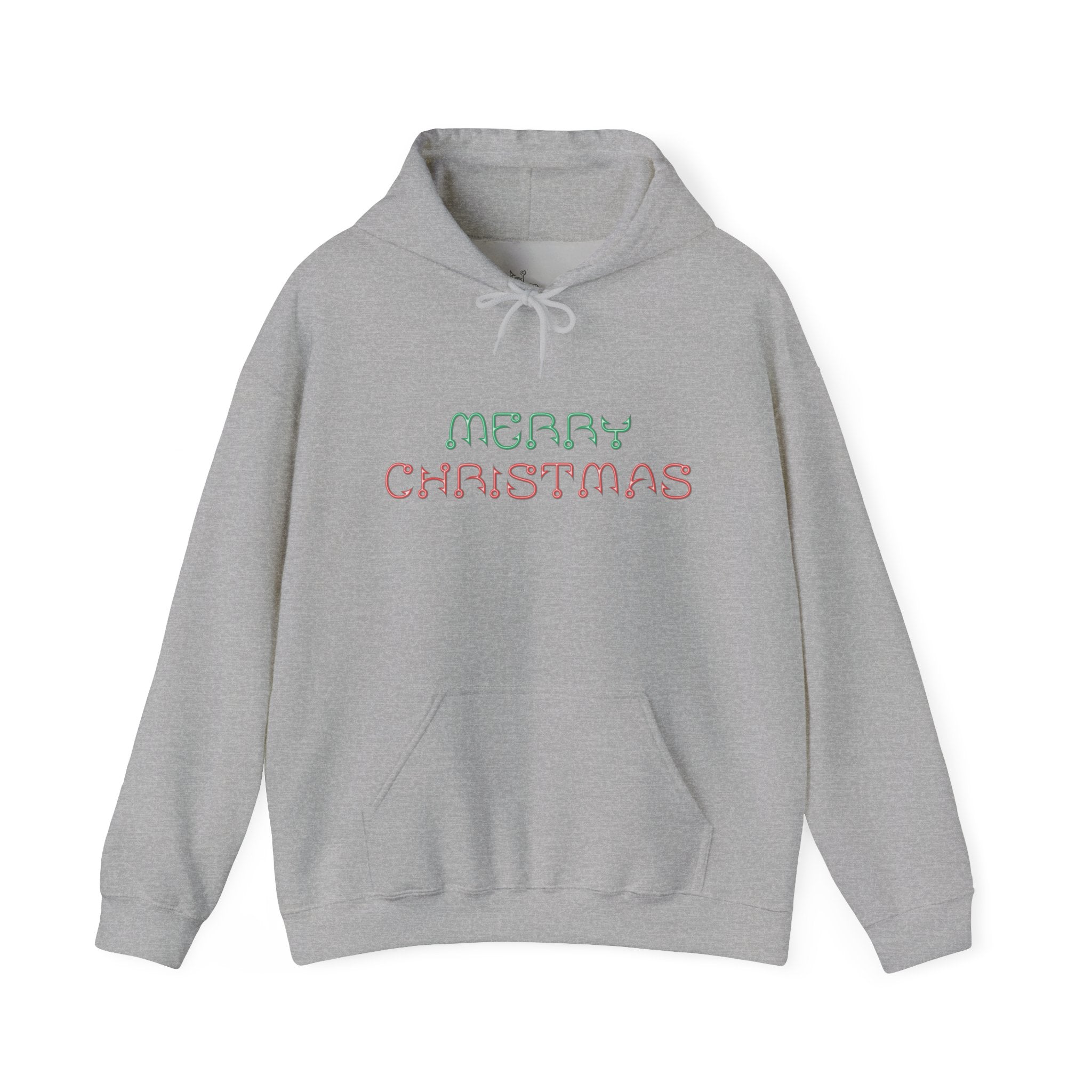Merry Christmas Fishing Hook Script Hoodie — Cozy Holiday Sweatshirt