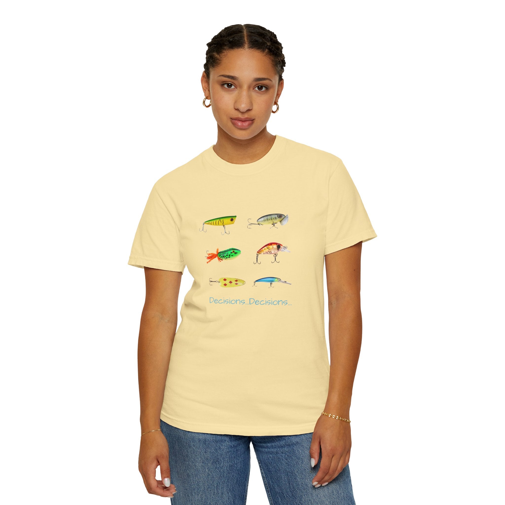 Unisex Fishing Theme T-Shirt - "Decisions, Decisions" Graphic Tee