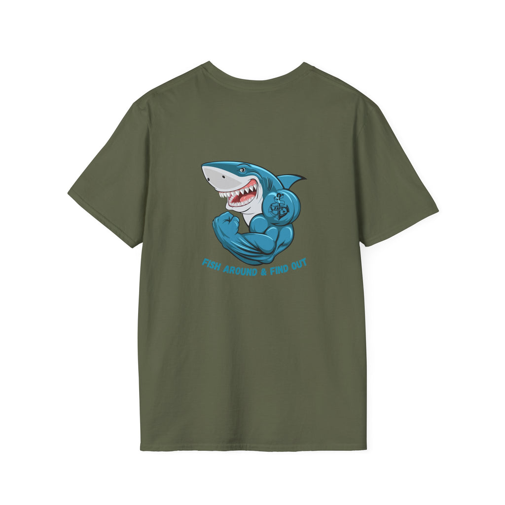 Humorous Unisex Softstyle T-Shirt - "Fish Around and Find Out - FAFO" Shark Design