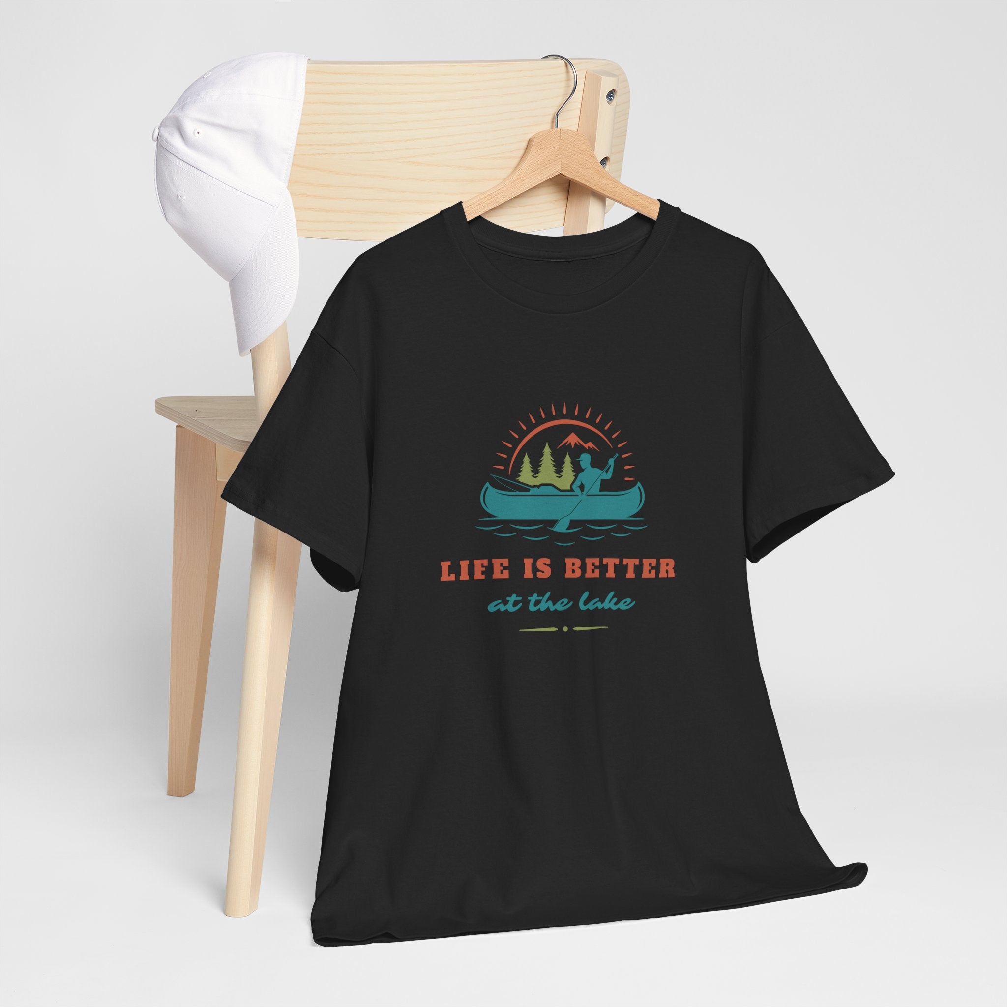 Life is Better at the Lake Unisex Heavy Cotton T-Shirt - Comfortable Outdoor Shirt