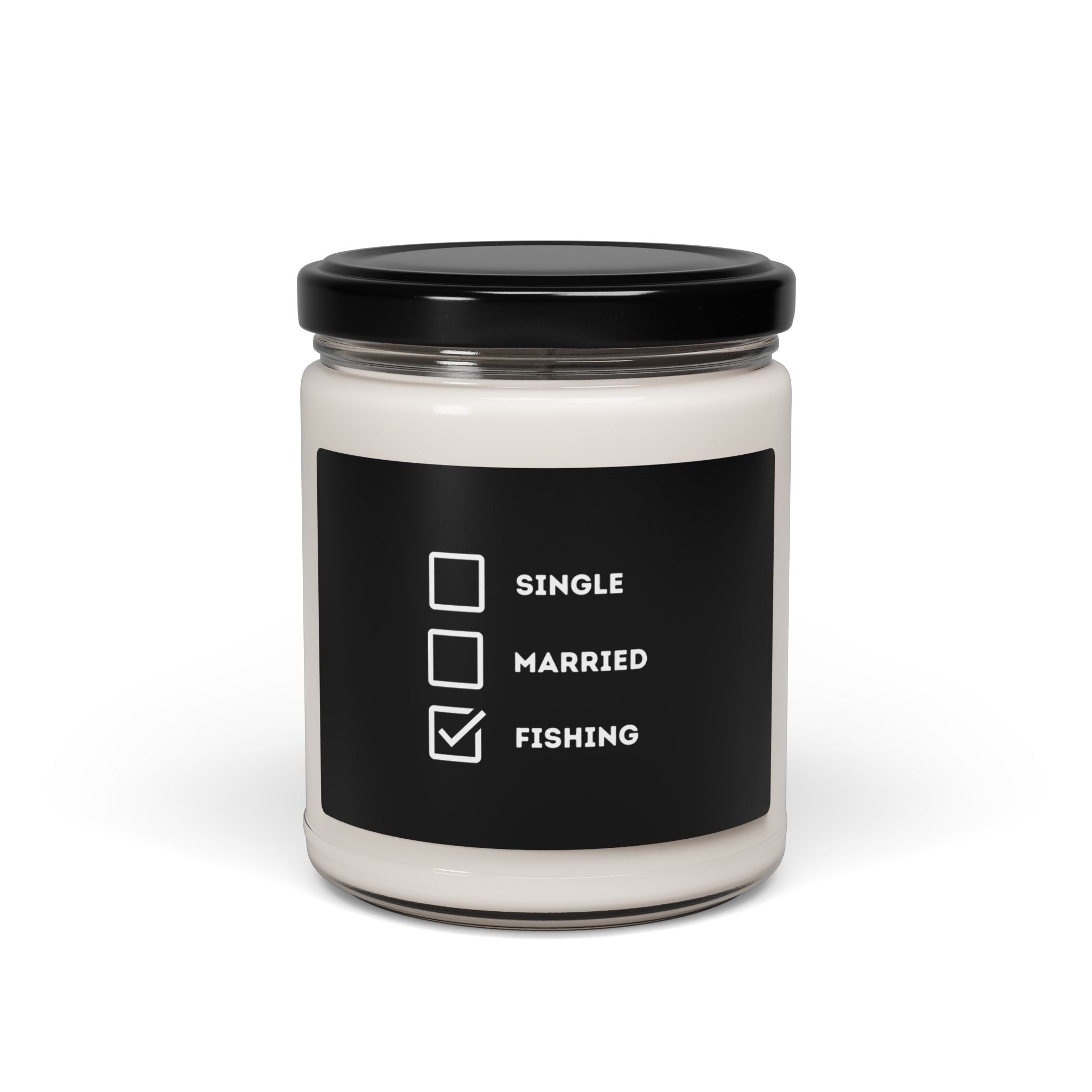"Single, Married, Fishing Check Box" Scented Soy Candle - Perfect Gift for Anglers