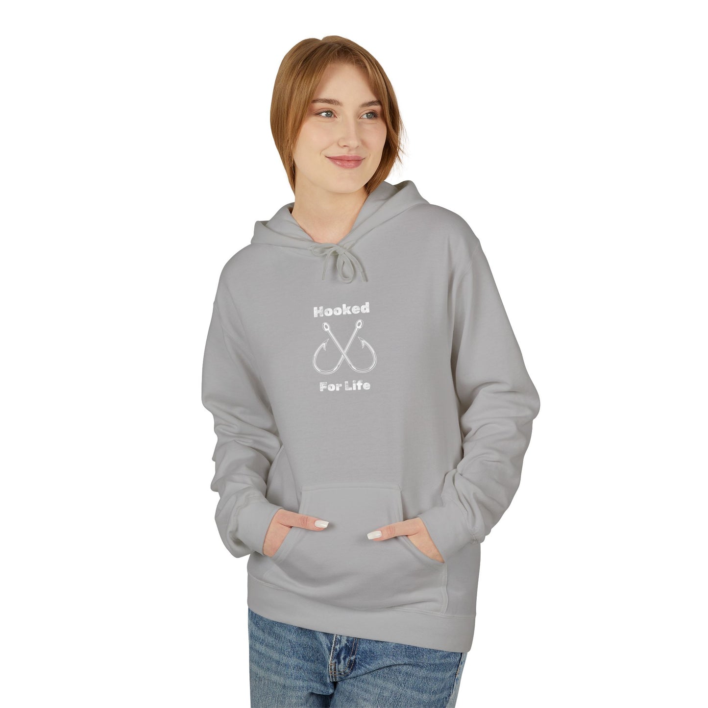 "Hooked for Life" Unisex Midweight Fleece Hoodie - Perfect for Fishing Enthusiasts