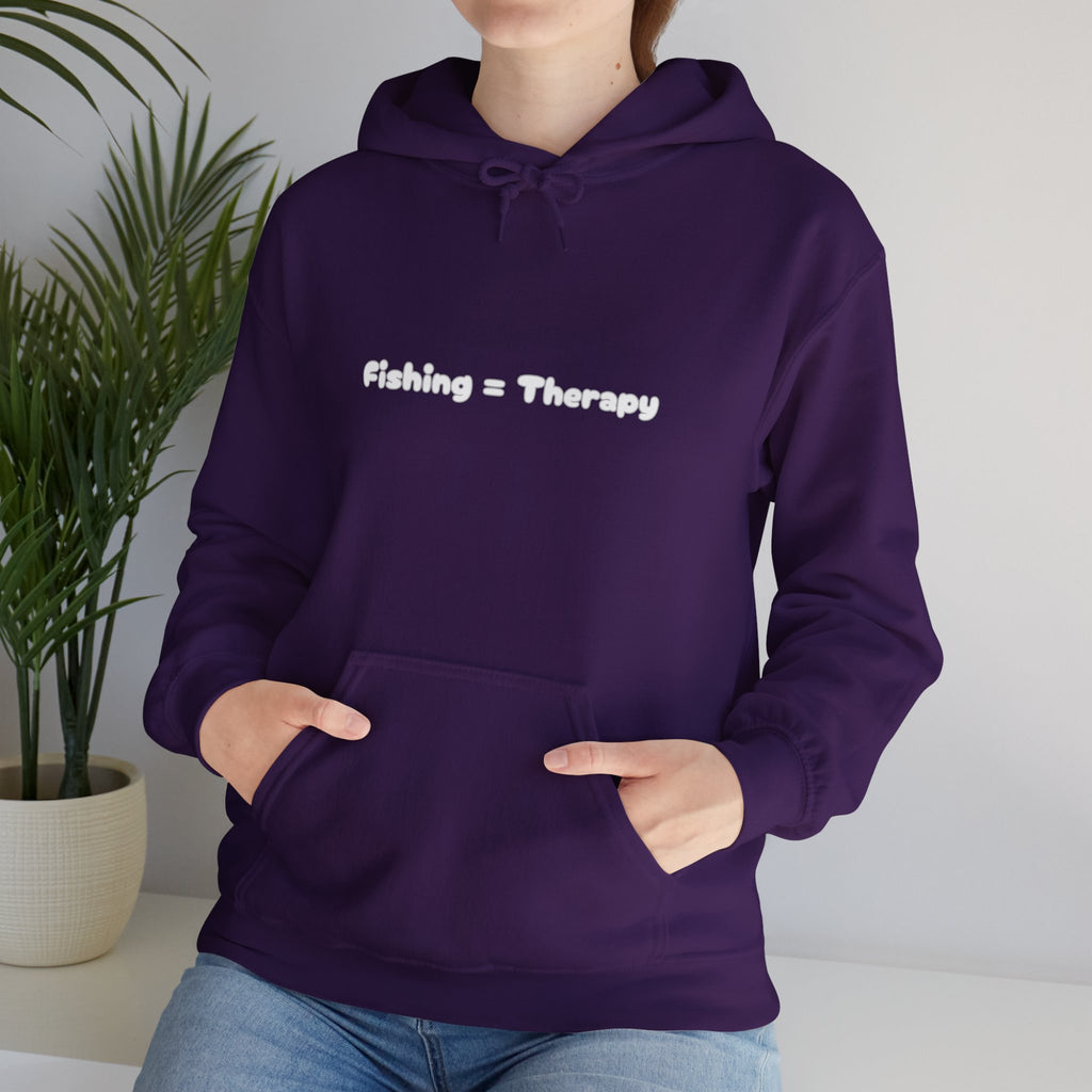"Fishing = Therapy" Unisex Heavy Blend Hoodie - Perfect Gift for Anglers & Outdoor Lovers