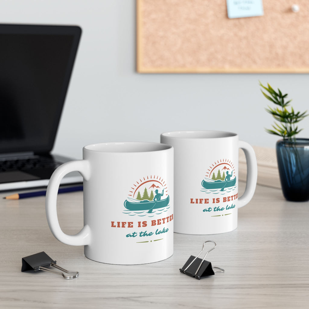 "Life Is Better At The Lake" Fishing Lifestyle Ceramic Mug (11oz/15oz) — Gift for Anglers