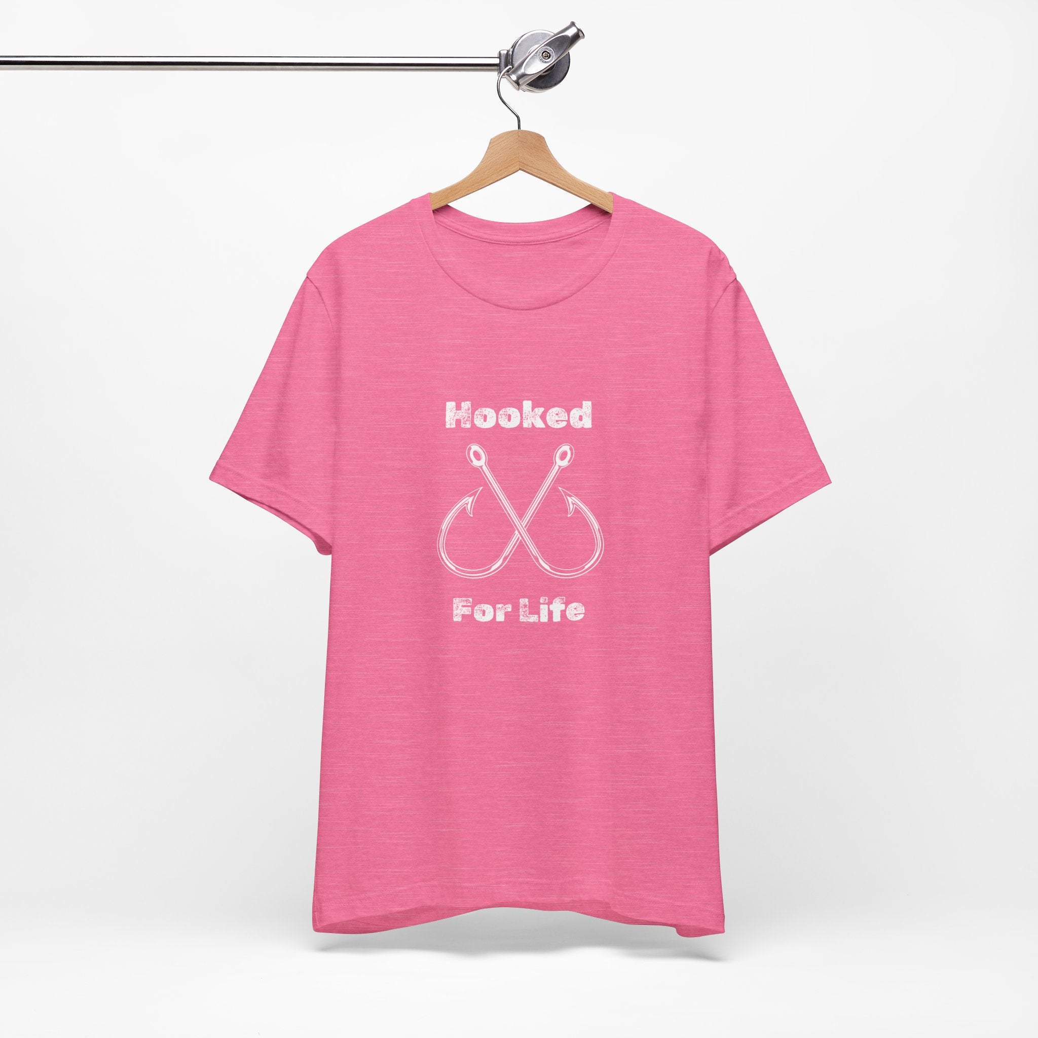 "Hooked for Life" Fishing Tee - Unisex Short Sleeve Shirt Express Delivery available.