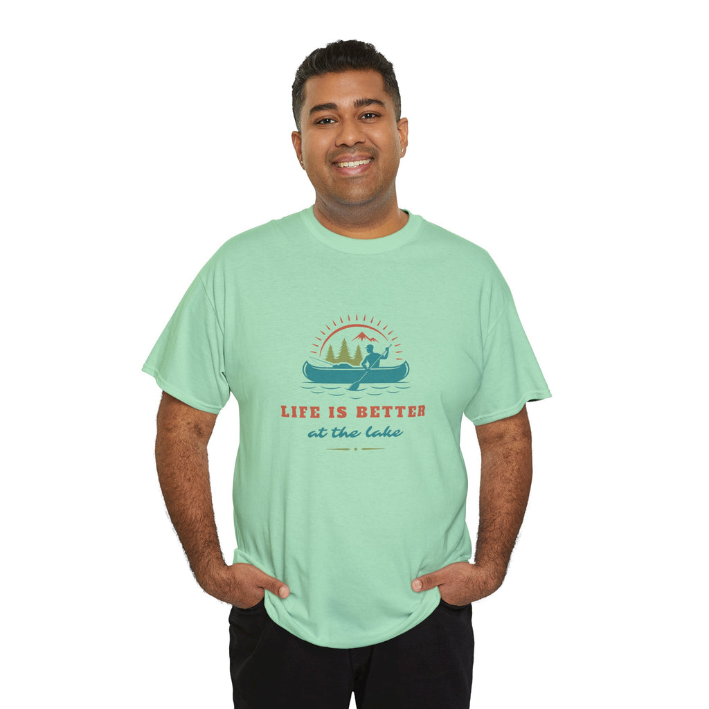 Life is Better at the Lake Unisex Heavy Cotton T-Shirt - Comfortable Outdoor Shirt