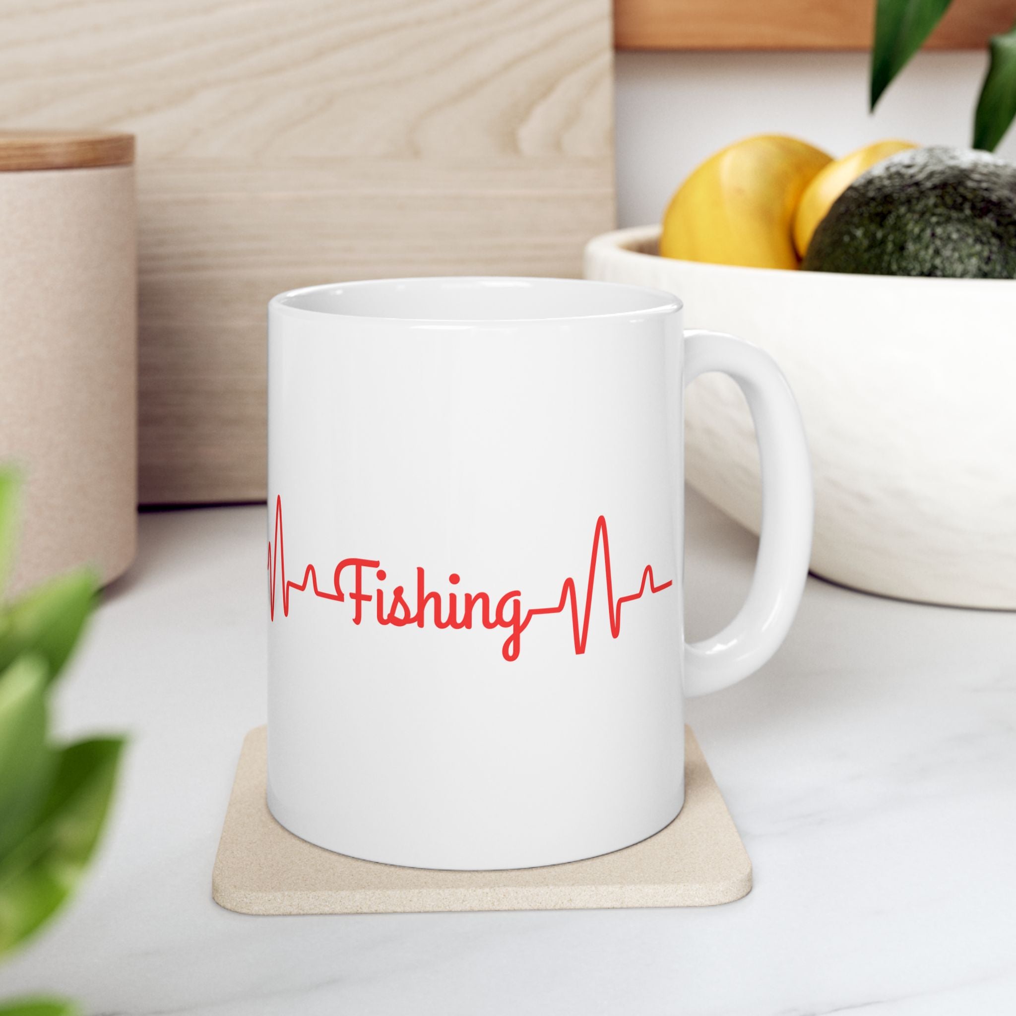 "Fishing Heartbeat" Ceramic Mug - Perfect Gift for Fishing Enthusiasts