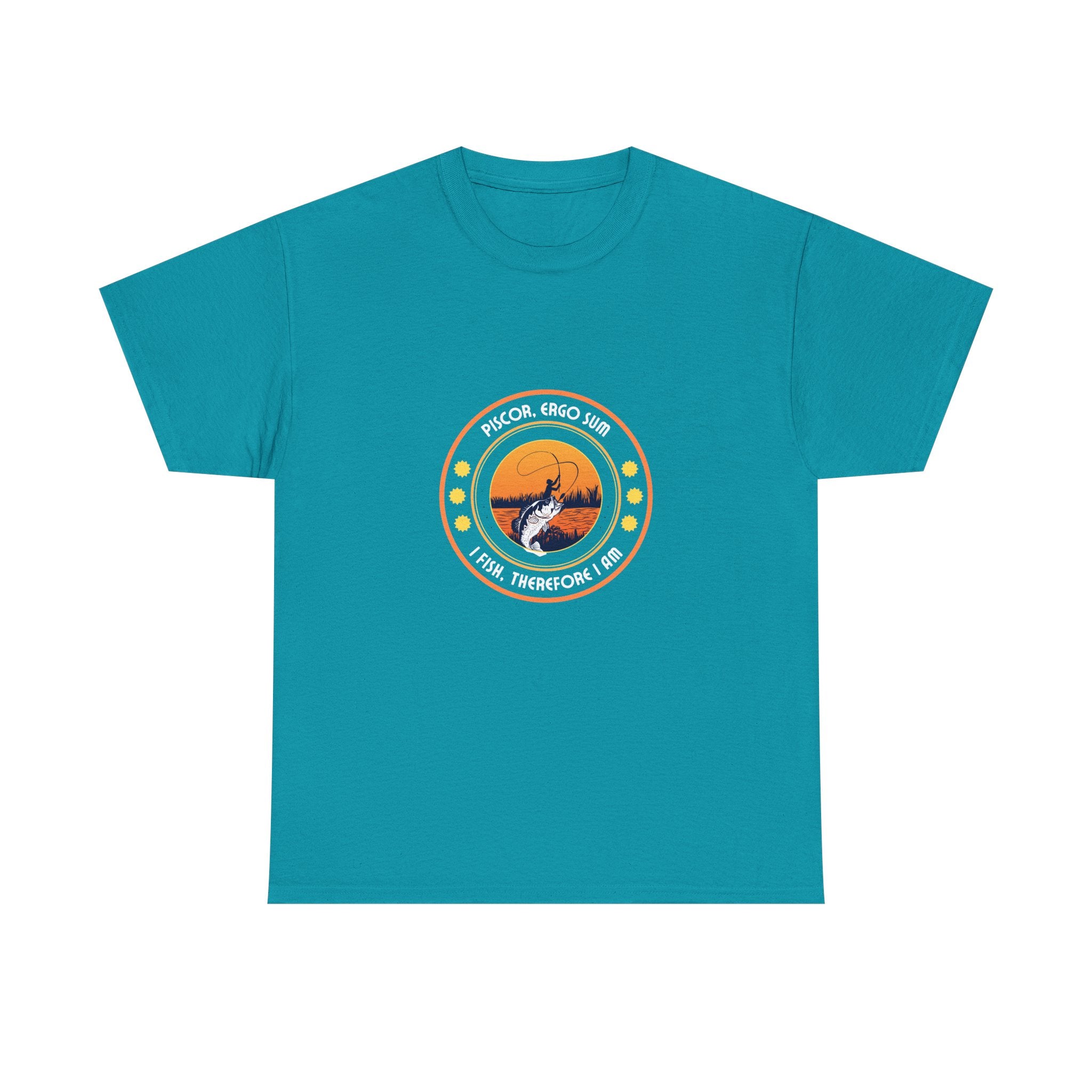 "I Fish, Therefore I Am" Unisex Heavy Cotton Tee - Graphic T-Shirt with Fishing Motif
