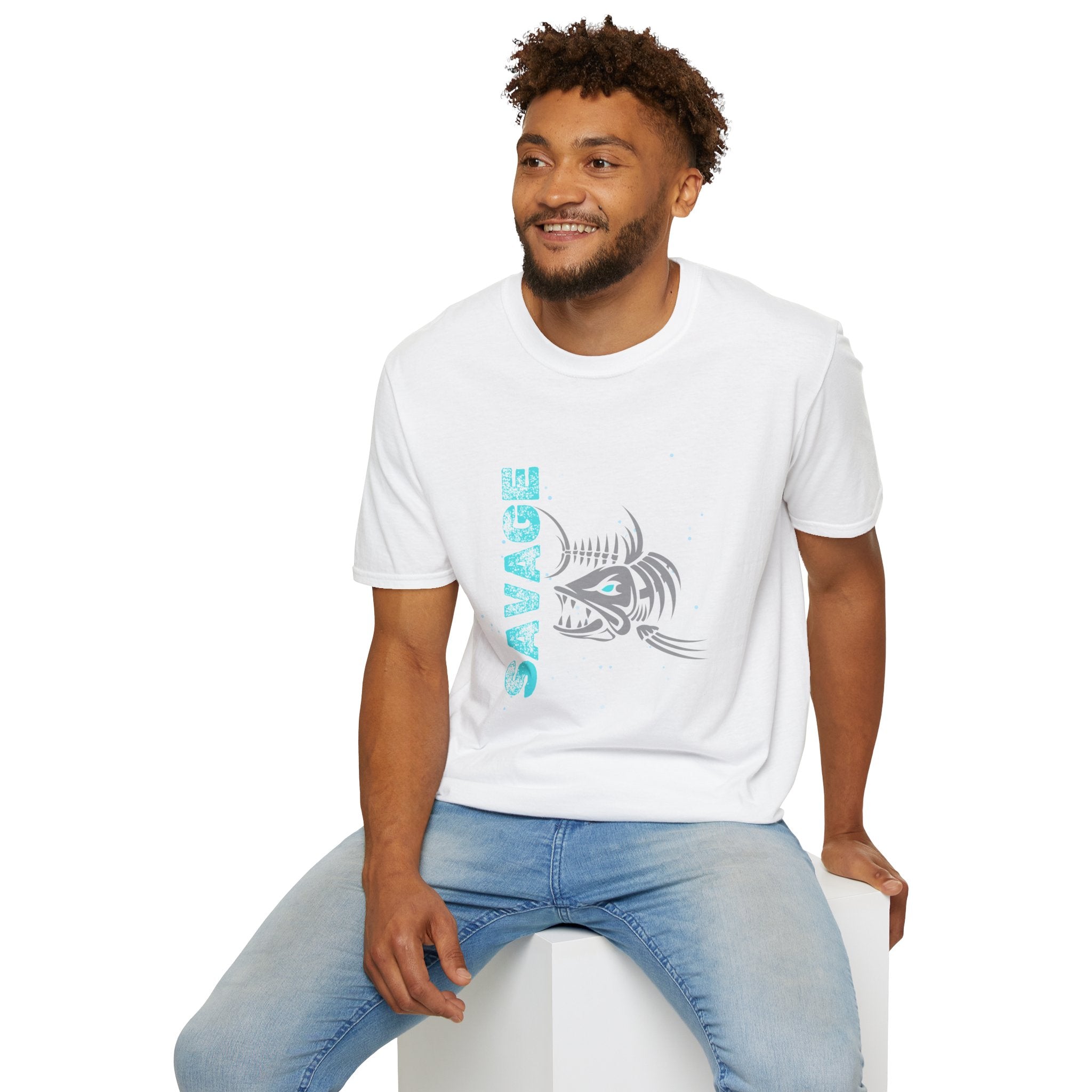 Savage Skeleton Fish Unisex Softstyle T-Shirt - Stylish and Comfortable Angler Apparel