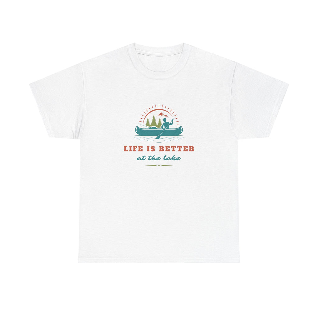 Life is Better at the Lake Unisex Heavy Cotton T-Shirt - Comfortable Outdoor Shirt