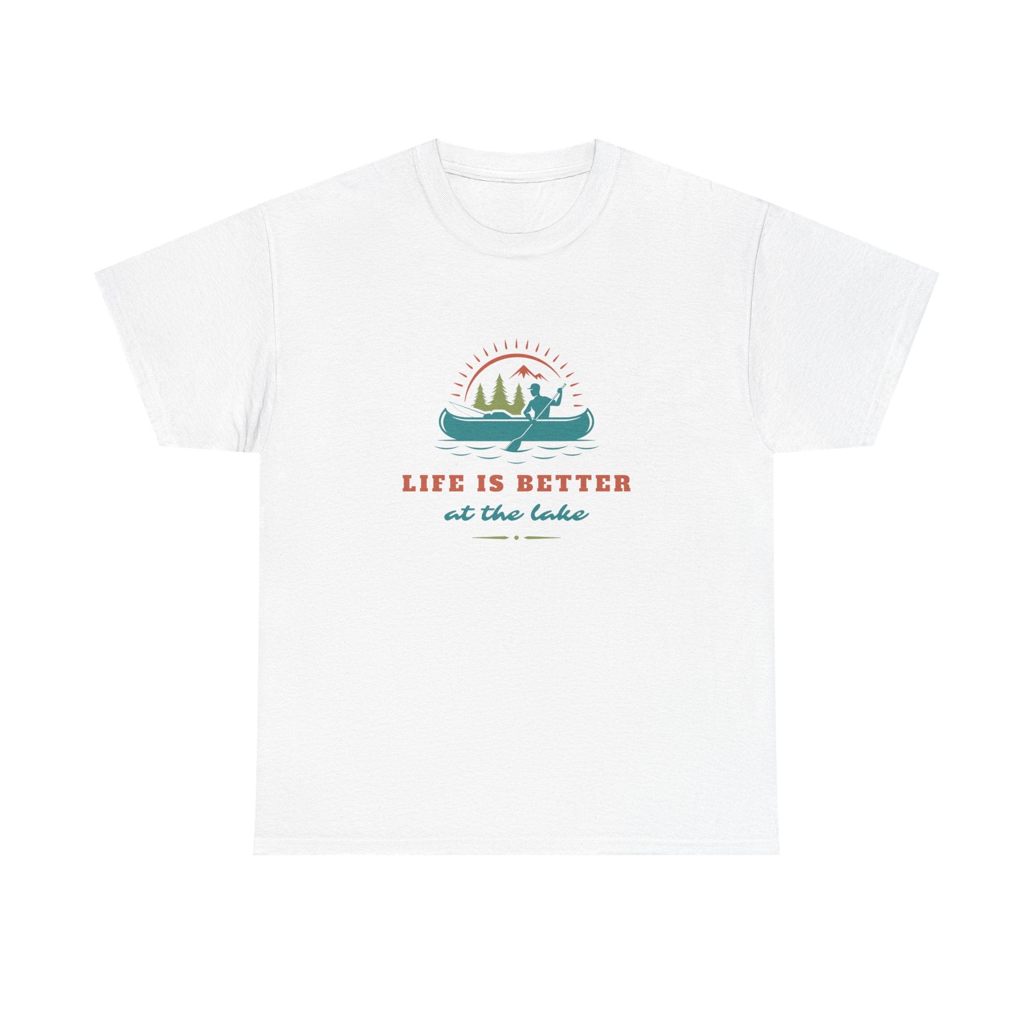 Life is Better at the Lake Unisex Heavy Cotton T-Shirt - Comfortable Outdoor Shirt