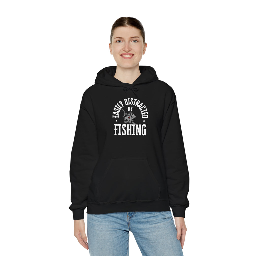 "Easily Distracted by Fishing" Hoodie - Unisex Heavy Blend Sweatshirt for Fishing Lovers