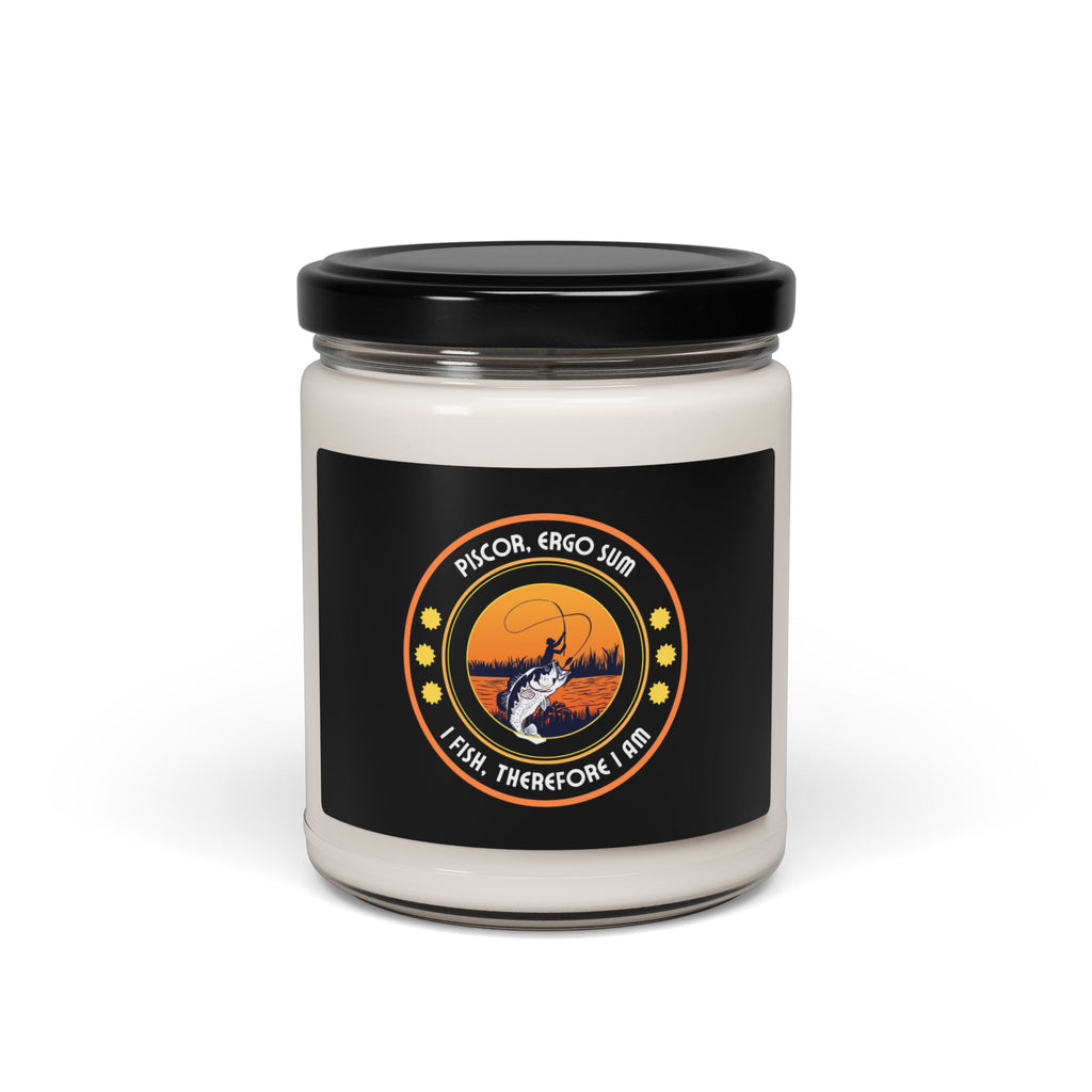 Scented Soy Candle - "I Fish, Therefore I Am" - 9oz Eco-Friendly Fishing Gift