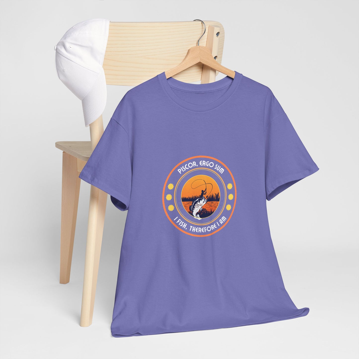 "I Fish, Therefore I Am" Unisex Heavy Cotton Tee - Graphic T-Shirt with Fishing Motif