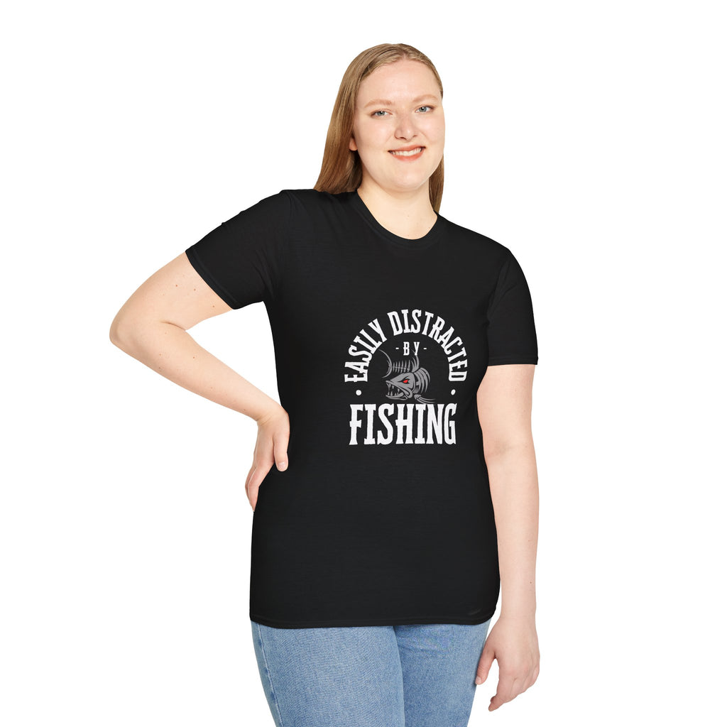 "Easily Distracted by Fishing" Unisex Softstyle T-Shirt