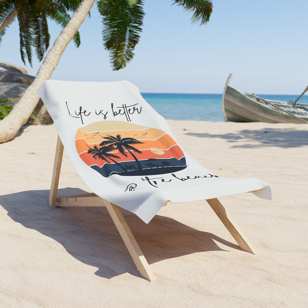 "Life is Better @ The Beach" Fishing Lifestyle Beach Towel — Gift for Anglers