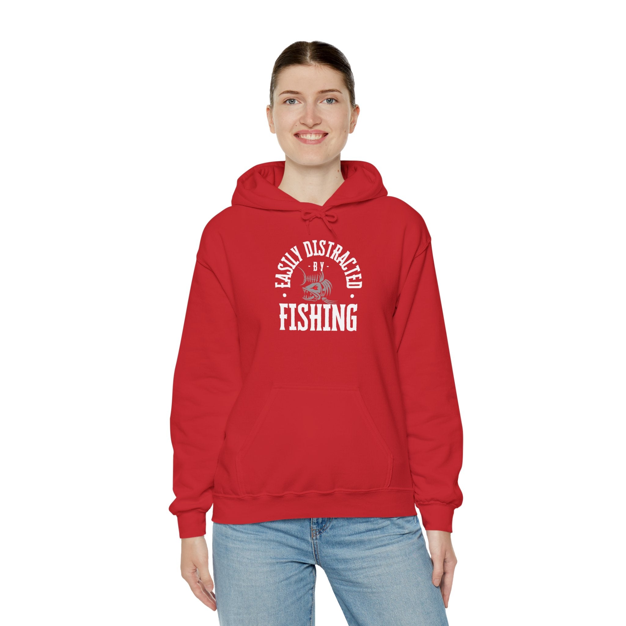 "Easily Distracted by Fishing" Hoodie - Unisex Heavy Blend Sweatshirt for Fishing Lovers