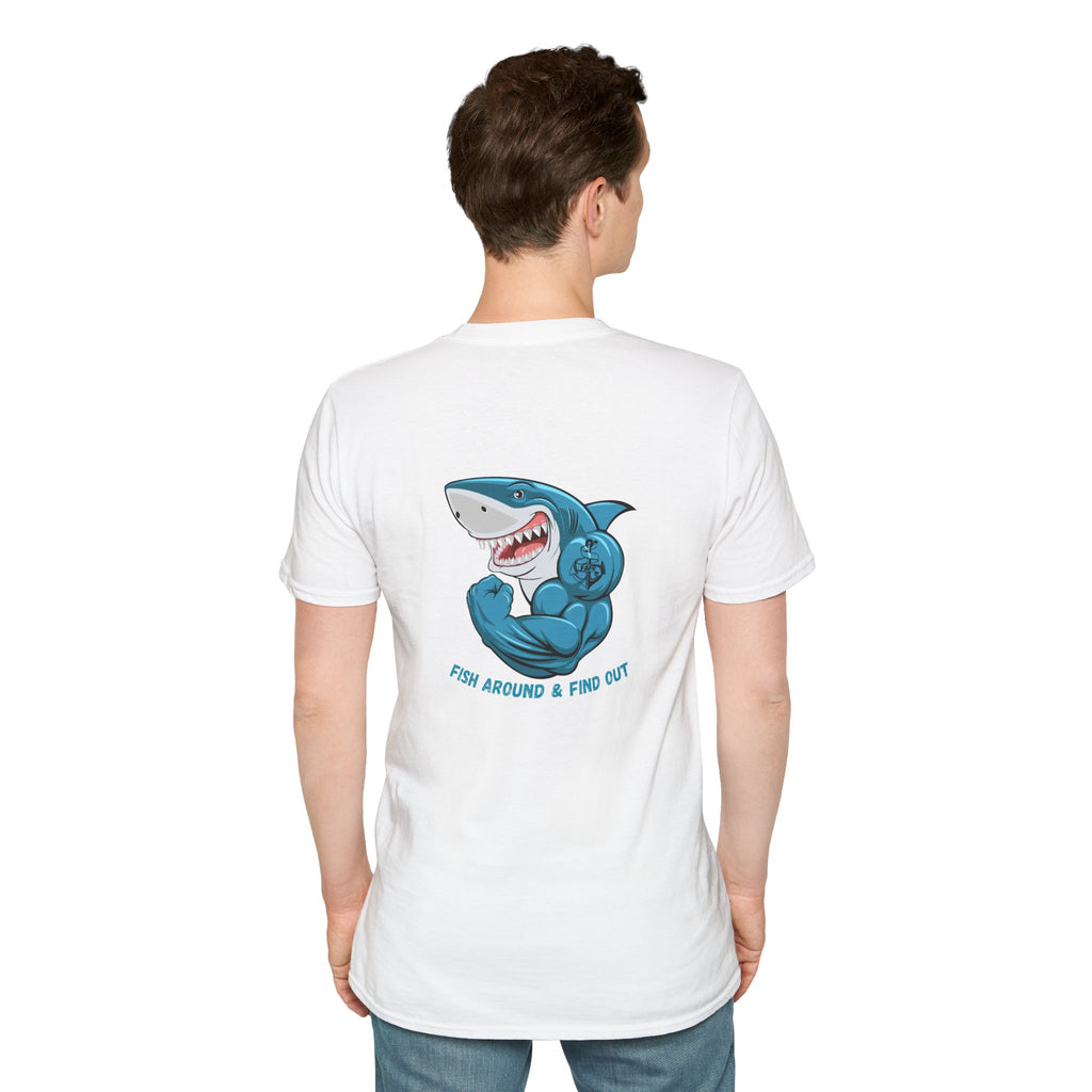 Humorous Unisex Softstyle T-Shirt - "Fish Around and Find Out - FAFO" Shark Design