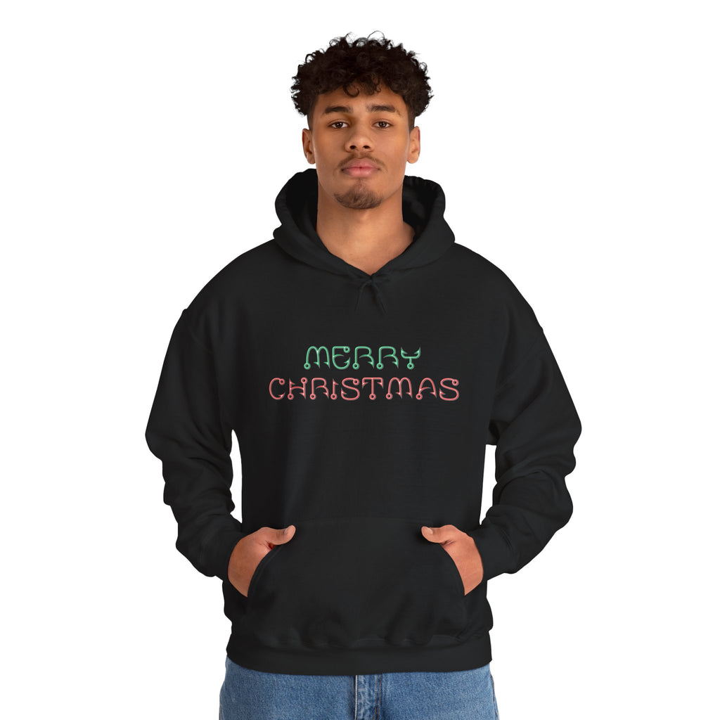 Merry Christmas Fishing Hook Script Hoodie — Cozy Holiday Sweatshirt
