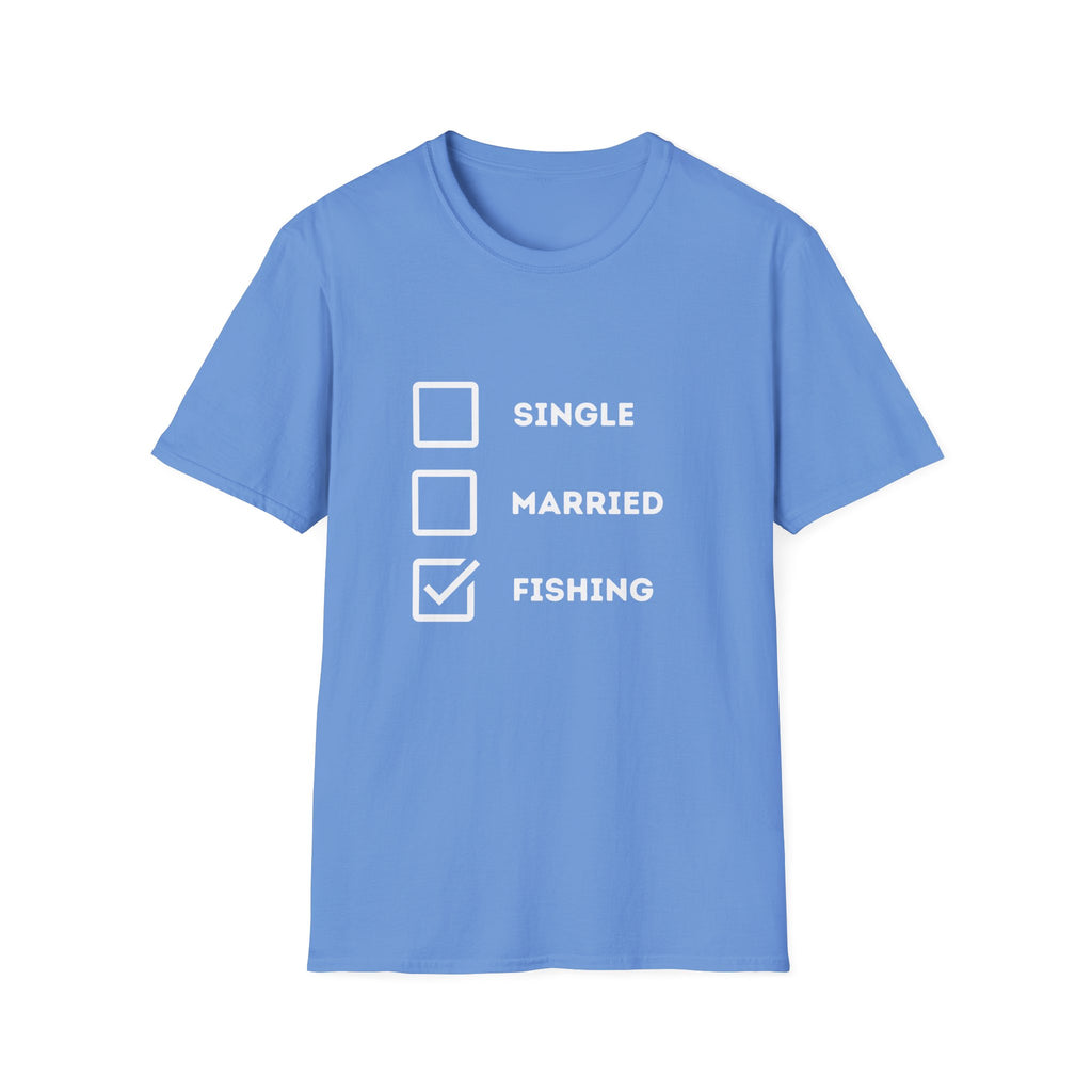 Unisex Softstyle "Single Married Fishing Check Box" T-Shirt - Comfortable Everyday Wear