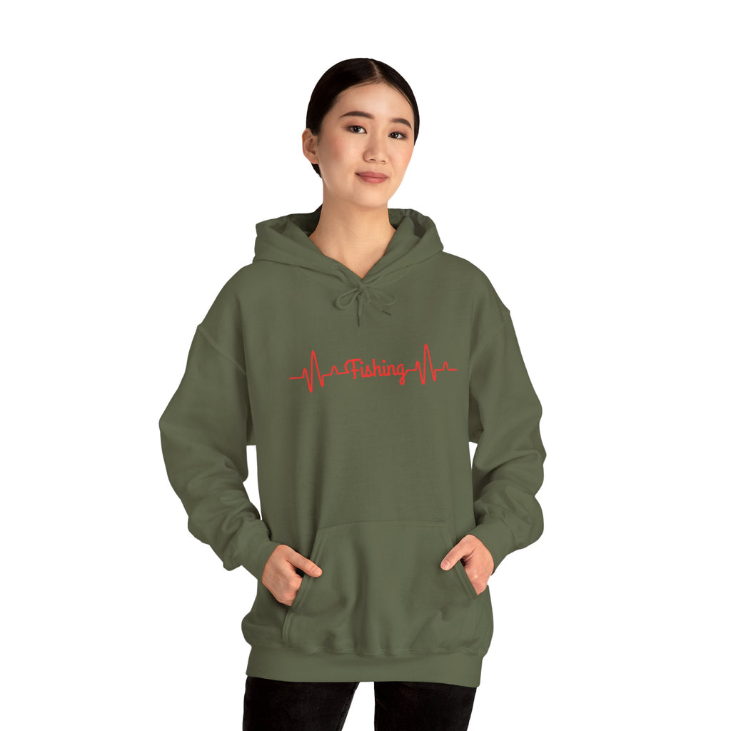 "Fishing Heartbeat" Unisex Hooded Sweatshirt