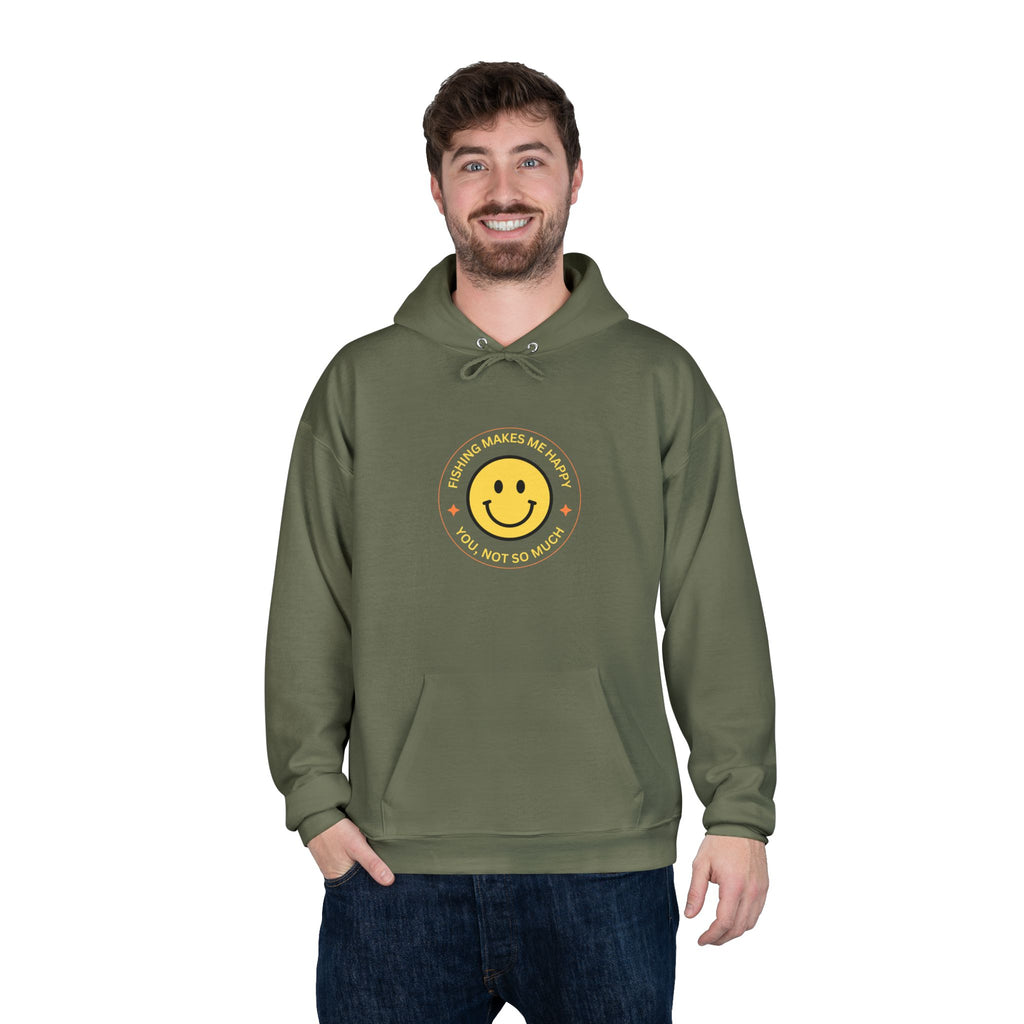 Unisex Eco-Friendly Hoodie "Fishing Makes Me Happy" - Perfect for Casual Outings and Gifting