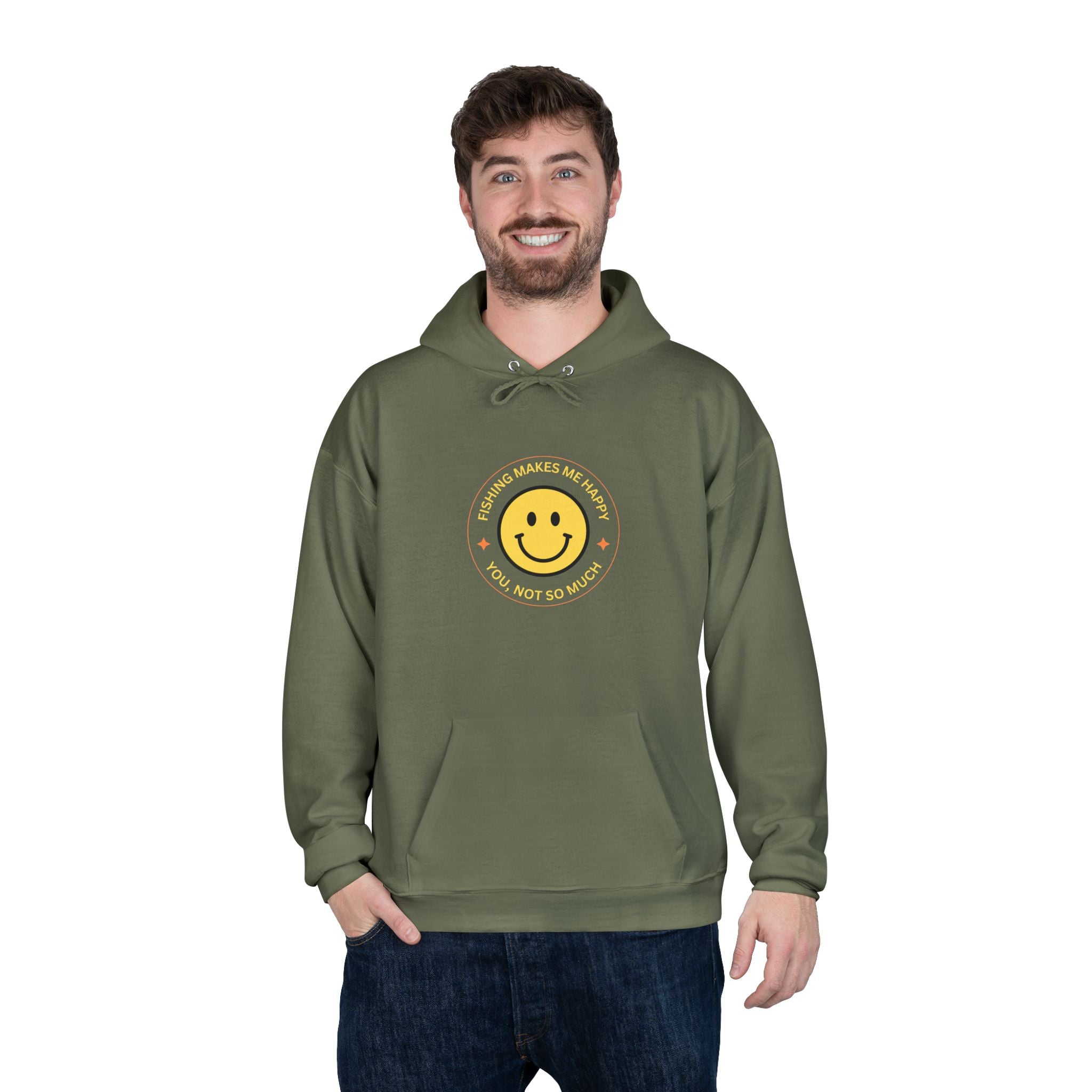 Unisex Eco-Friendly Hoodie "Fishing Makes Me Happy" - Perfect for Casual Outings and Gifting