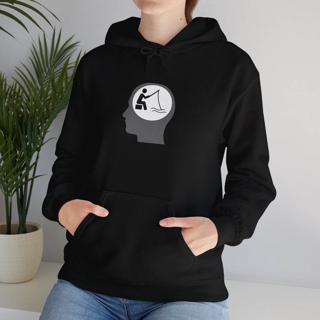 "Fishing On The Brain" Hoodie - Unisex Heavy Blend Sweatshirt with Relaxing Design