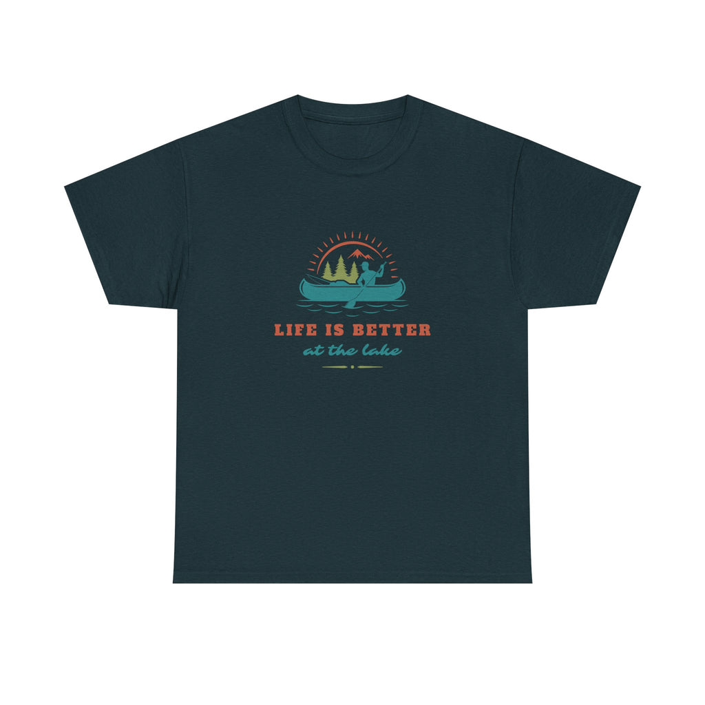Life is Better at the Lake Unisex Heavy Cotton T-Shirt - Comfortable Outdoor Shirt