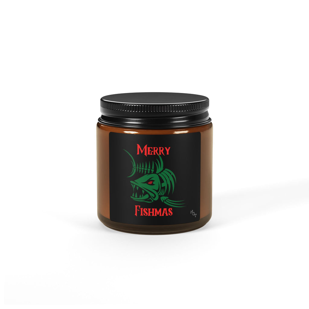 Merry Fishmas Soy Candle — Amber Jar Holiday Scented Candle