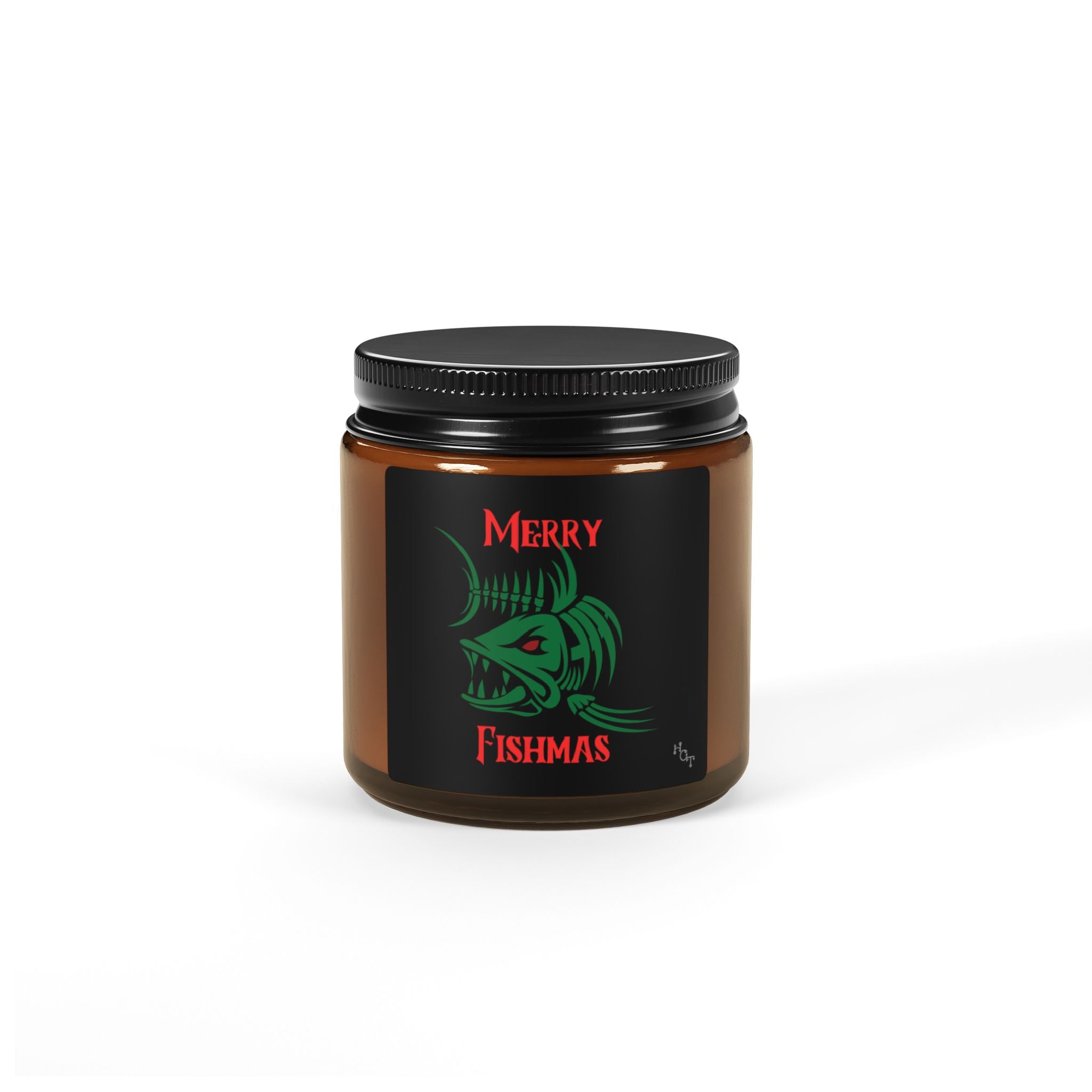 Merry Fishmas Soy Candle — Amber Jar Holiday Scented Candle