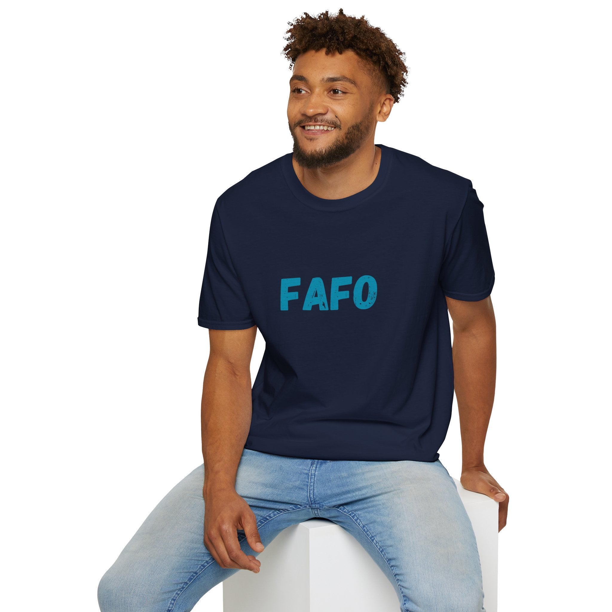 Humorous Unisex Softstyle T-Shirt - "Fish Around and Find Out - FAFO" Shark Design