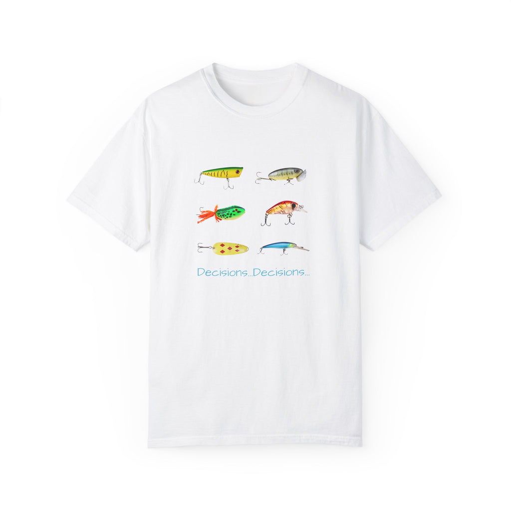 Unisex Fishing Theme T-Shirt - "Decisions, Decisions" Graphic Tee