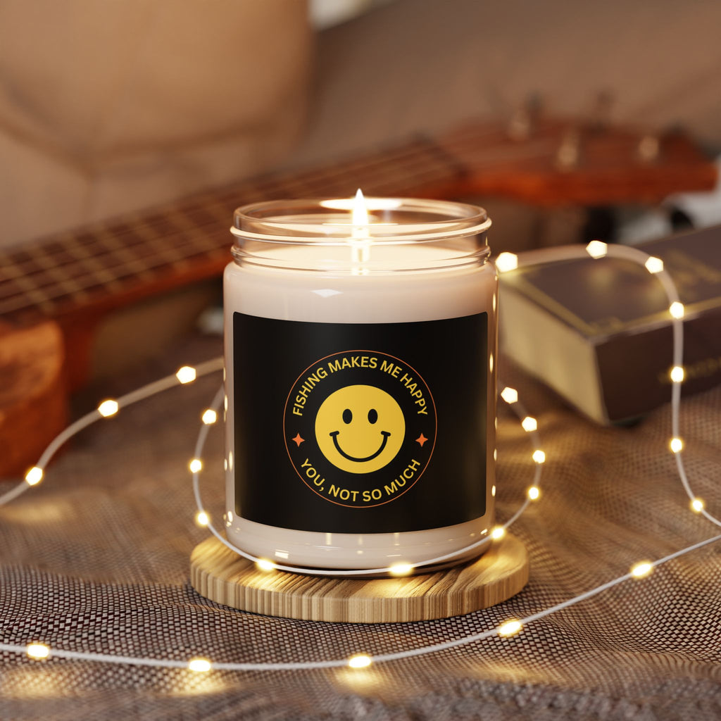 "Fishing Makes Me Happy" Scented Soy Candle - 9oz